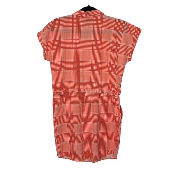 Never a Wallflower orange & white checked short sleeves drawstring mini dress xs - Picture 4 of 5
